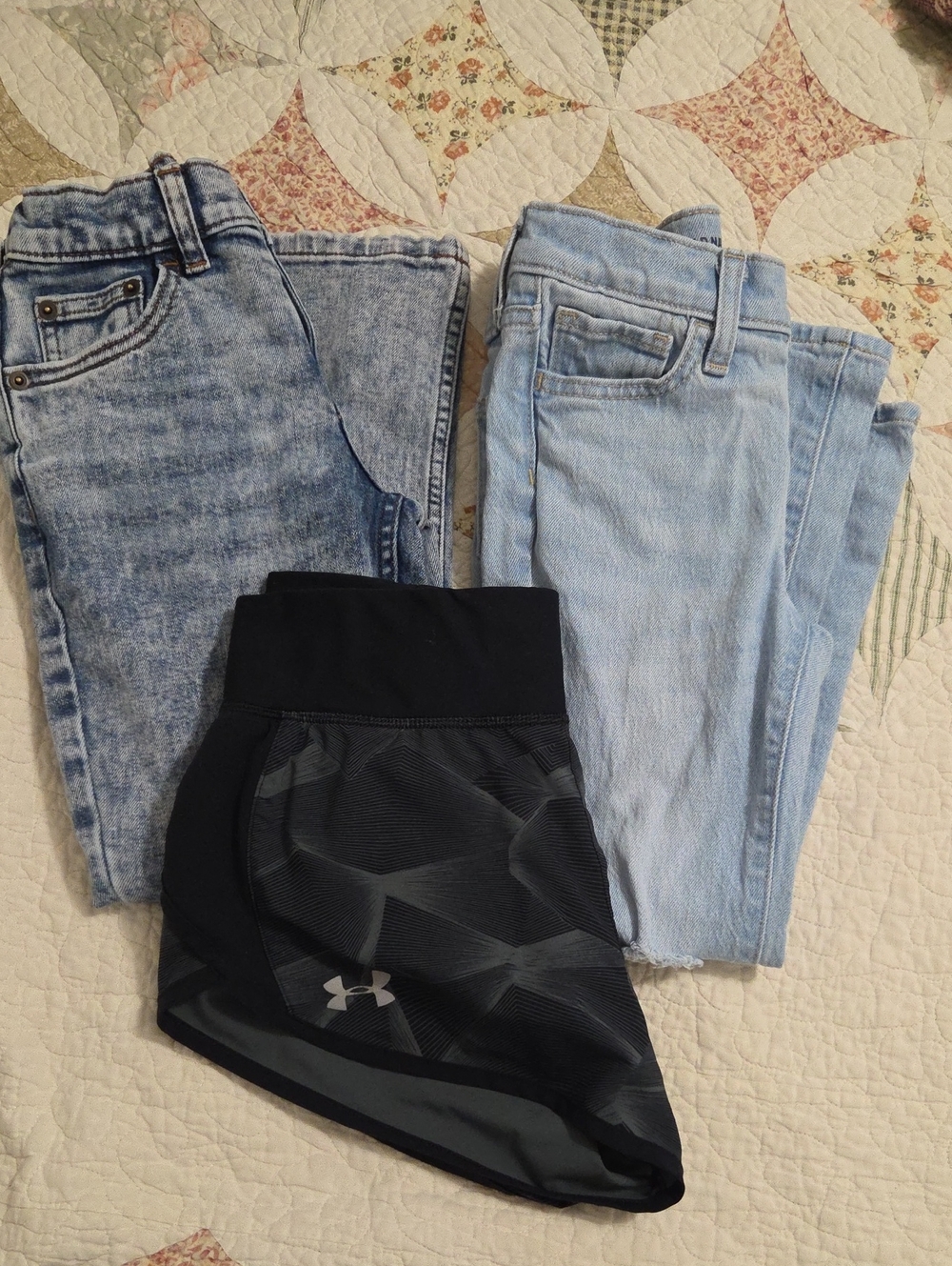 2 Pairs Girls Jeans + Under Armor Shorts
